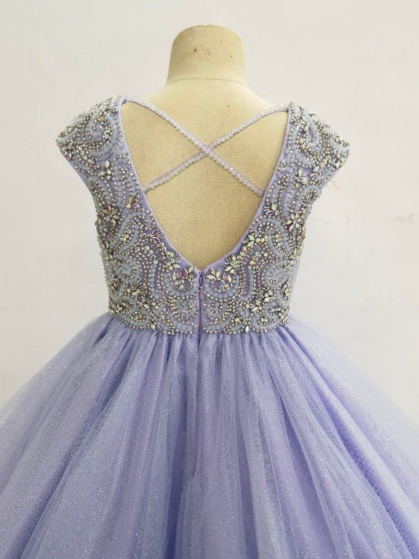 Custom Made V Neck Child Lilac National Level Pageant Dress