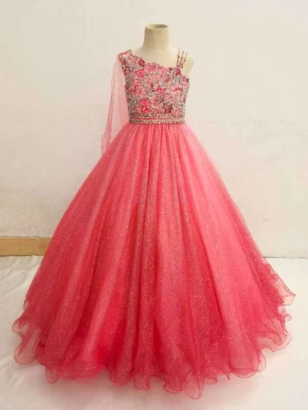 Glitzy Beaded Bodice Little Princess Formal Dress Pageant - CupcakePageantDress