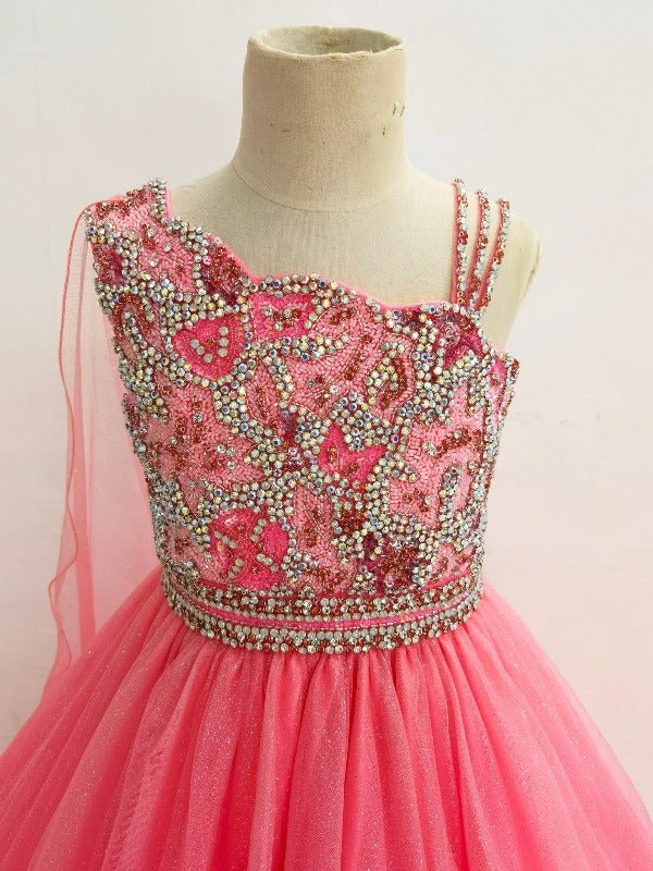 Glitzy Beaded Bodice Little Princess Formal Dress Pageant - CupcakePageantDress