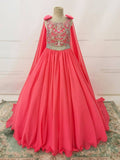 Custom AB Beaded Bodice Children's Long Pageant Dress WIth Long Cloak - CupcakePageantDress