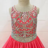 Custom AB Beaded Bodice Children's Long Pageant Dress WIth Long Cloak - CupcakePageantDress