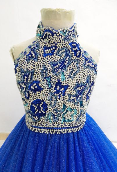 Glitz Beaded Bodice Open Back Gorgeous Teen Royal Pageant Gown