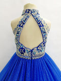 Glitzy Beaded Bodice Open Back Gorgeous Teen Royal Pageant Gown - CupcakePageantDress
