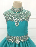 Custom Halter Ab Beaded A Line Romantic Child's Ball Gown - CupcakePageantDress