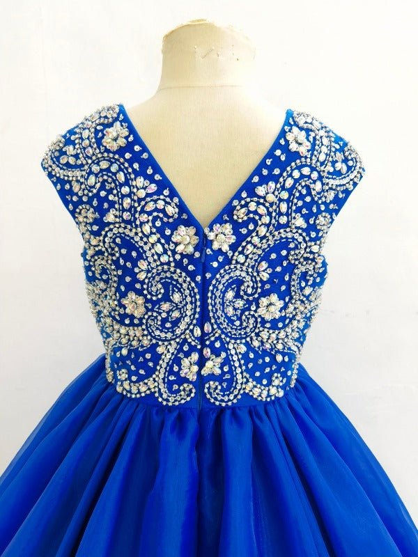 Royal Beaded Bodice Child Long Ruffle Floor-Length Pageant Dress