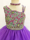 Custom Made Teens Halter Glitz Beaded Bodice Purple Long Formal Gown