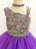 Custom Made Teens Halter Glitzy Purple Long Formal Gown - CupcakePageantDress