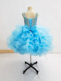 Sparkly Knee long Kids Pageant Dress with Hair bow - CupcakePageantDress