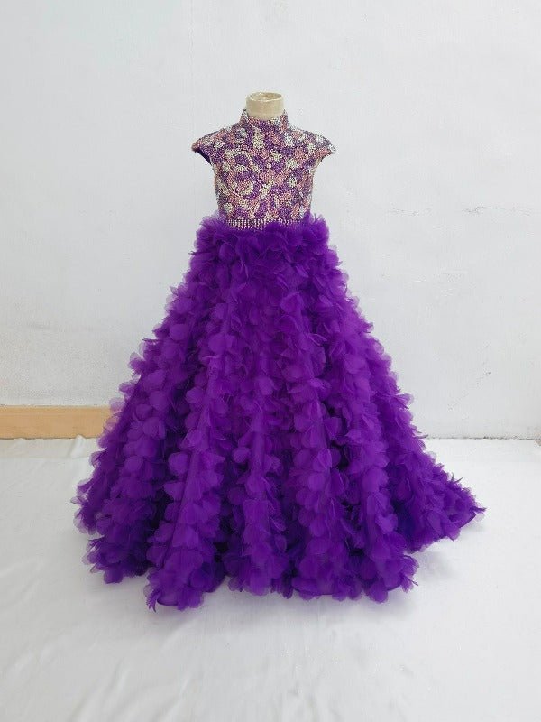 Halter Floor - long Little Girl Applique Glitz Long lilac Pageant Formalwear - CupcakePageantDress