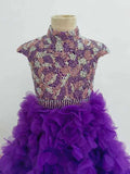 Halter Floor - long Little Girl Applique Glitz Long lilac Pageant Formalwear - CupcakePageantDress