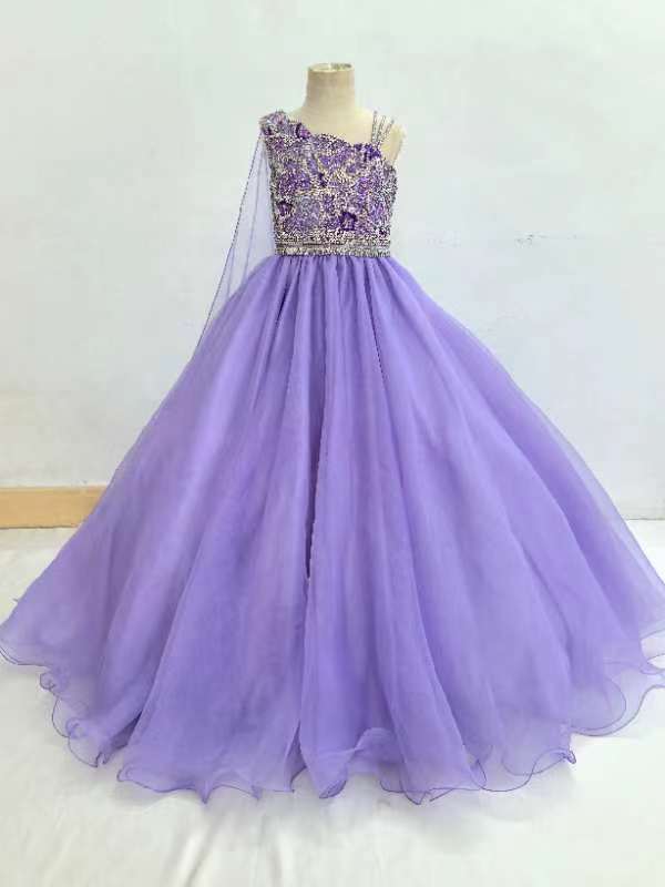 Exquisite Vogue Teen's Long Lilac Pageant Dress with Cape - CupcakePageantDress