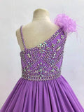Glitz Ab Beaded Bodice Floor - Long Teen's Purple Long Formal Gown - CupcakePageantDress