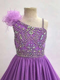Glitz Ab Beaded Bodice Floor - Long Teen's Purple Long Formal Gown - CupcakePageantDress