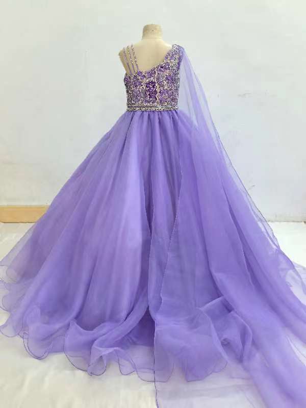 Exquisite Vogue Teen's Long Lilac Pageant Dress with Cape - CupcakePageantDress