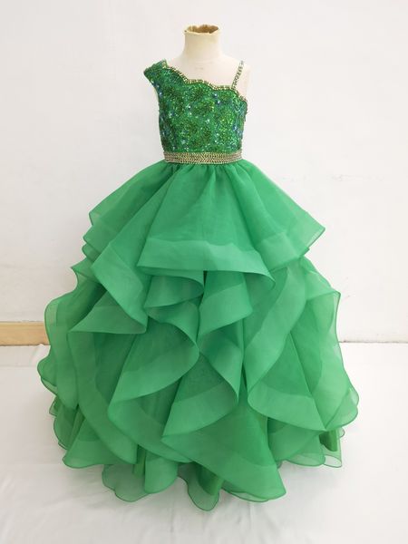 Elegant Green Beaded Bodice Teen's Formal Wear - CupcakePageantDress