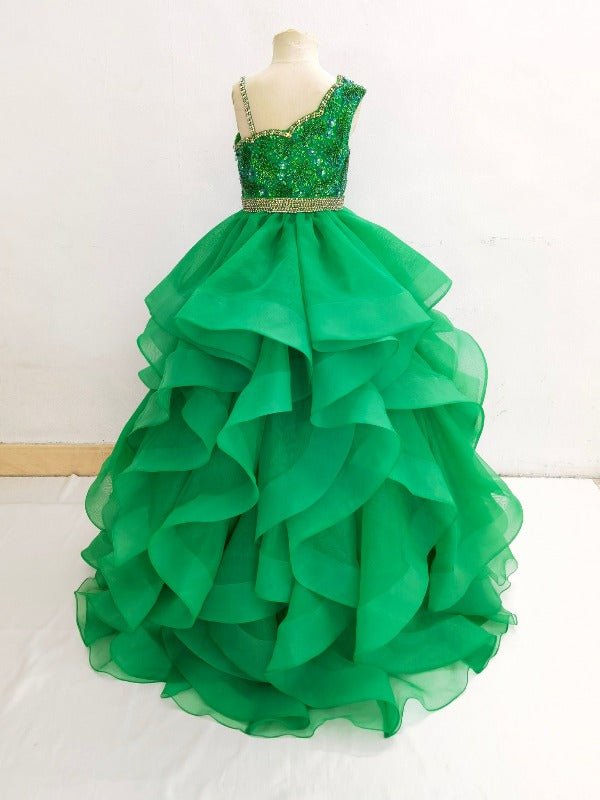 Elegant Green Beaded Bodice Teen's Formal Wear - CupcakePageantDress