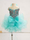 Glitzy Beaded Bodice Little Girls Mint Cupcake Pageant Dress - CupcakePageantDress