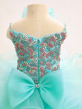 Glitzy Beaded Bodice Little Girls Mint Cupcake Pageant Dress - CupcakePageantDress