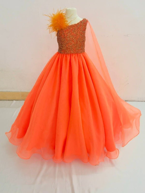 Gorgeous Little Girls Beauty Pageant Dress with Feather - CupcakePageantDress