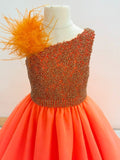 Gorgeous Little Girls Beauty Pageant Dress with Feather - CupcakePageantDress