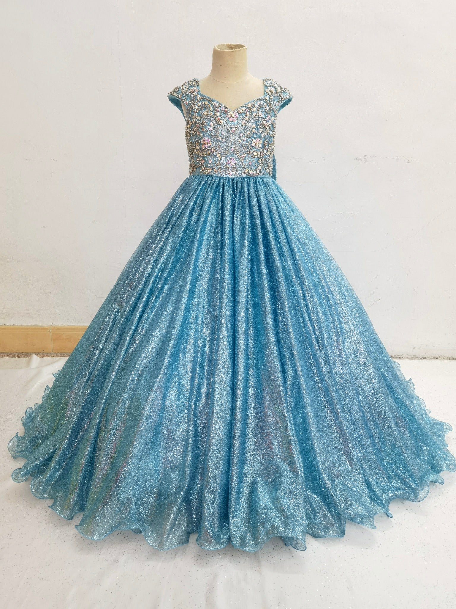 Elegant V Neck Sparkly Child's Formal Dress Pageant - CupcakePageantDress