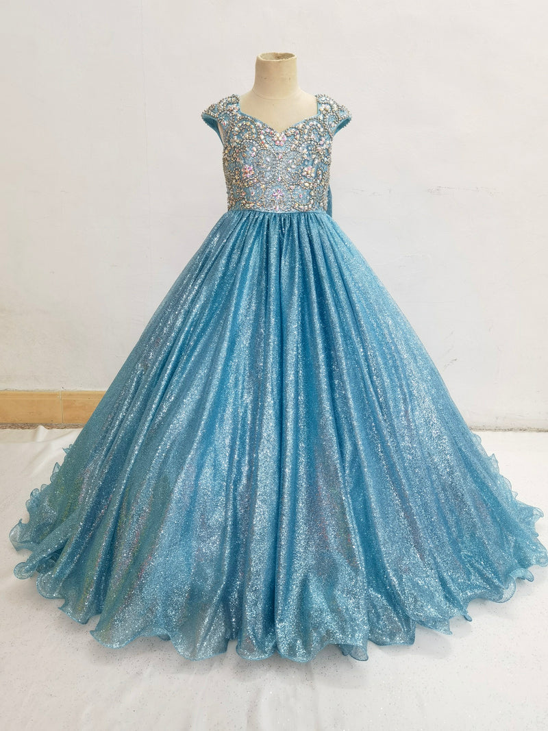 Elegant V Neck Sparkly Child's Formal Dress Pageant - CupcakePageantDress
