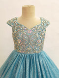 Elegant V Neck Sparkly Child's Formal Dress Pageant - CupcakePageantDress