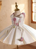 Luxury Baby Girl Ivory Satin Dress with Embellished - CupcakePageantDress
