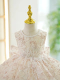 Elegant Lace Applique Girl's Formal Dress with Pearl Bodice - CupcakePageantDress
