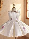 Luxury Baby Girl Ivory Satin Dress with Embellished - CupcakePageantDress