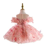 Sparkling 3D Floral Princess Dress for Little Angels