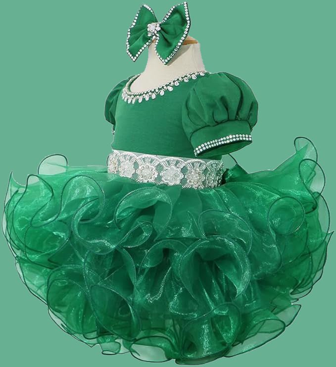 Little Girl/Children/Infant Green Cupcake Pageant Dress with Headbands - CupcakePageantDress