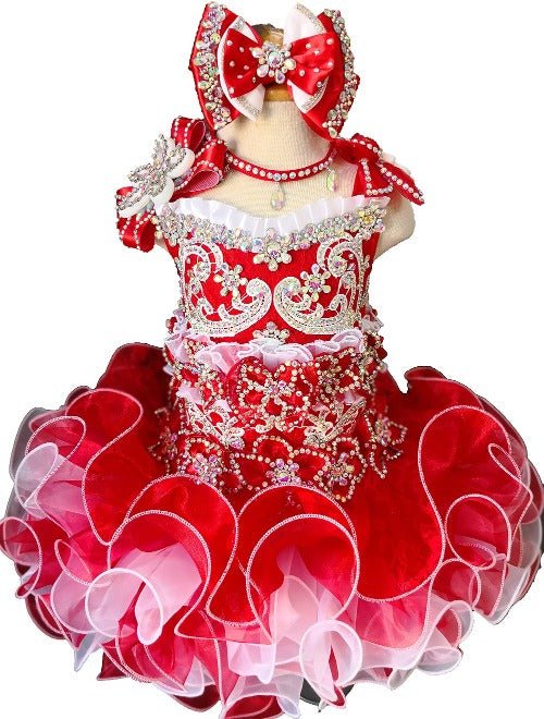Glitz Beaded Bodice Little Girl/Baby Girl/Baby Miss Pageant Dress - CupcakePageantDress