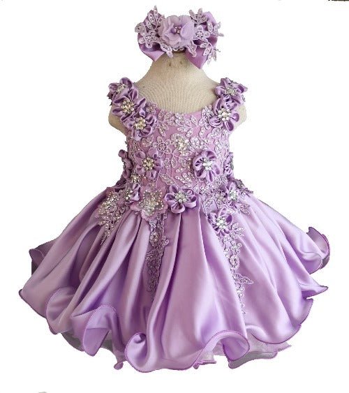 purple glitz pageant dress (#1150) Off shoulder flat glitz national pageant dress. (lavender) / 2 ~ 3 weeks production (*Without necklace)