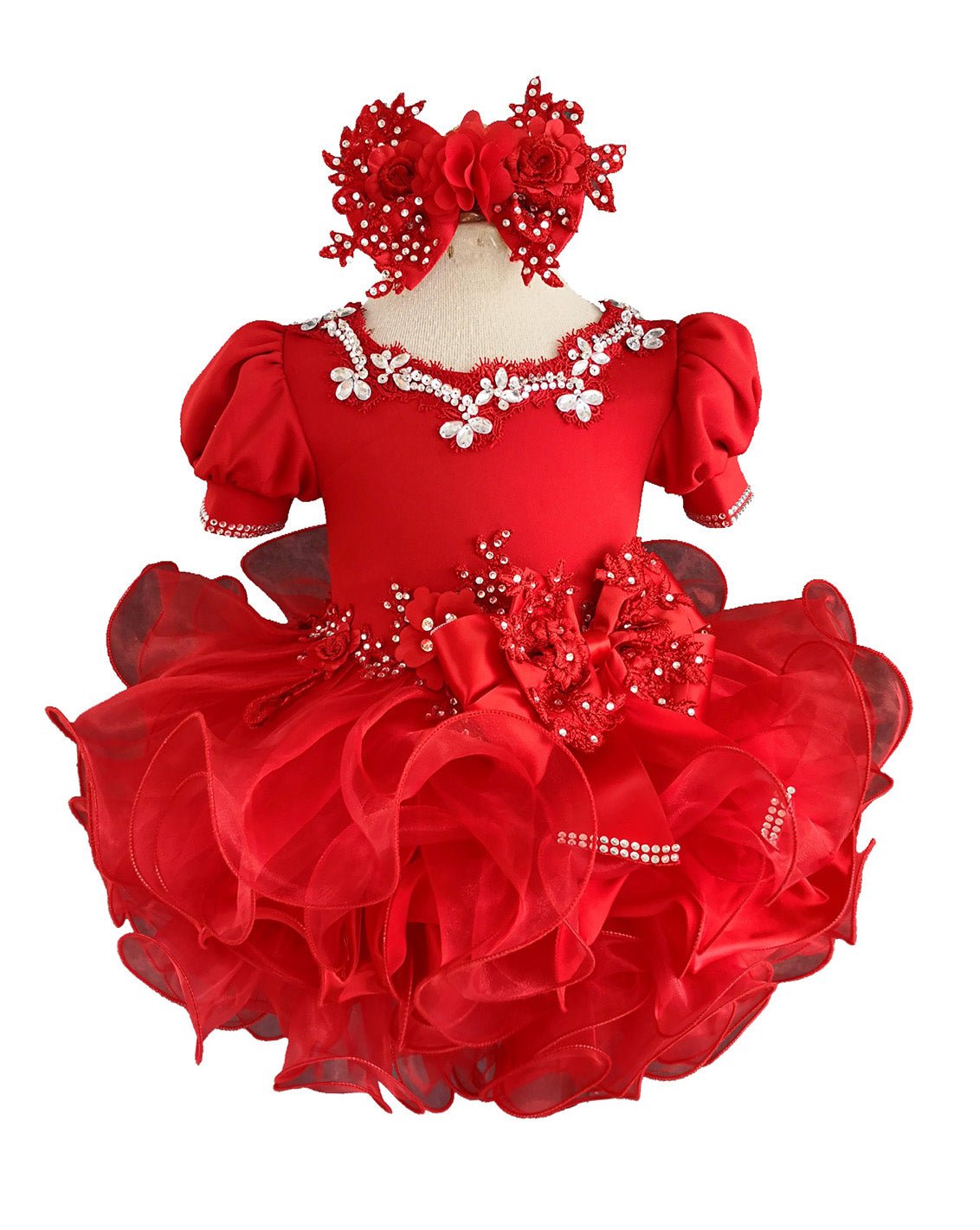 2024 Baby Girl/Baby Miss Glitz Red Pageant Dress - CupcakePageantDress