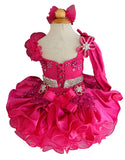 Fuchsia One Shoulder Little Girl/Baby Miss/Baby Girl Pageant Dress - CupcakePageantDress