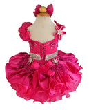 Fuchsia One Shoulder Little Girl/Baby Miss/Baby Girl Pageant Dress - CupcakePageantDress