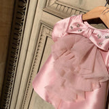 Pink Satin Hand-Embellished Baby Girls Dress