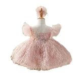 Little Child Pink Luxurious Pageant Dress with Feather Bodice - CupcakePageantDress