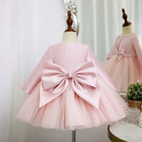 Baby Girl Party Dress with Pearl Collar and Big Bows