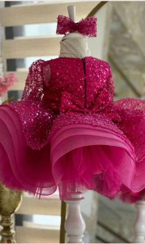 Little Girls Fuchsia Pageant Dress with Glitz Bodice - CupcakePageantDress