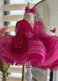 Little Girls Fuchsia Pageant Dress with Glitz Bodice - CupcakePageantDress