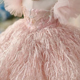 Little Child Pink Luxurious Pageant Dress with Feather Bodice - CupcakePageantDress