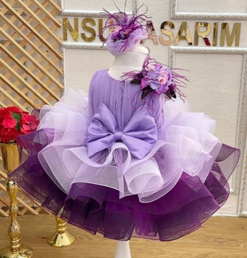 Lilac Baby Girl Pageant Dress With Feather for Birthday,party