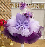 Lilac Baby Girl Pageant Dress With Feather for Birthday,party - CupcakePageantDress