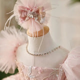 Little Child Pink Luxurious Pageant Dress with Feather Bodice - CupcakePageantDress