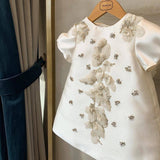 Pink Satin Hand-Embellished Baby Girls Dress