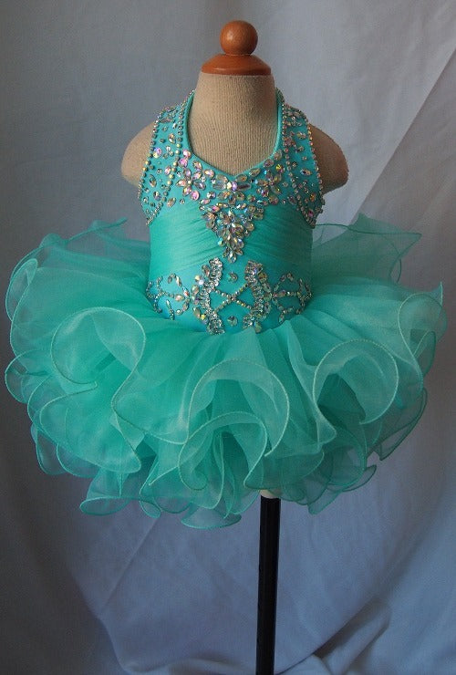 Mint Beaded Bodice Little Baby/Toddler/Infant/Newborn Cupcake Pageant Dress