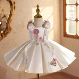 Luxury Baby Girl Ivory Satin Dress with Embellished - CupcakePageantDress