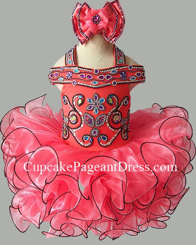 Glitz Beaded Bodice Little Girls/Infant/Toddler/Newborn Cupcake Nations Pageant Dress - CupcakePageantDress